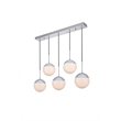 Living District Eclipse 5 Lights Chrome Pendant With Frosted White Glass