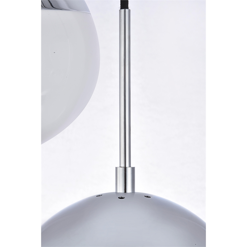 Living District Eclipse 5 Lights Chrome Pendant With Frosted White Glass