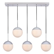 Living District Eclipse 5 Lights Chrome Pendant With Frosted White Glass