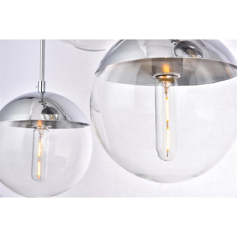 Living District Eclipse 5 Lights Chrome Pendant With Clear Glass