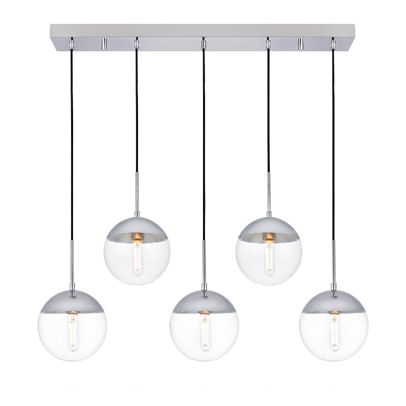 Living District Eclipse 5 Lights Chrome Pendant With Clear Glass