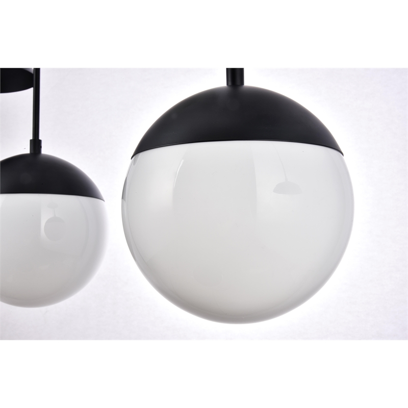 Living District Eclipse 7 Lights Black Pendant With Frosted White Glass