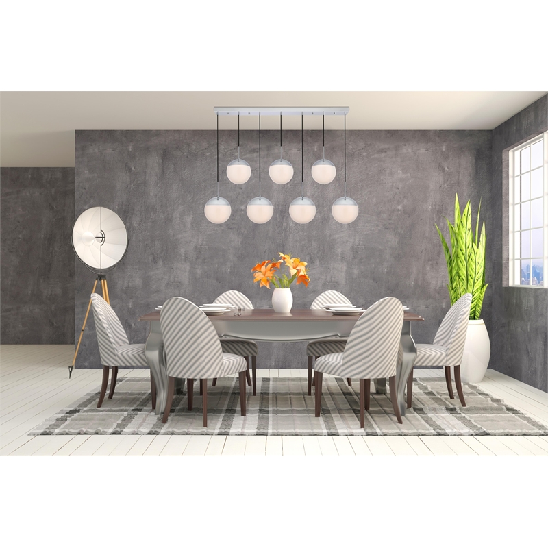 Living District Eclipse 7 Lights Chrome Pendant With Frosted White Glass