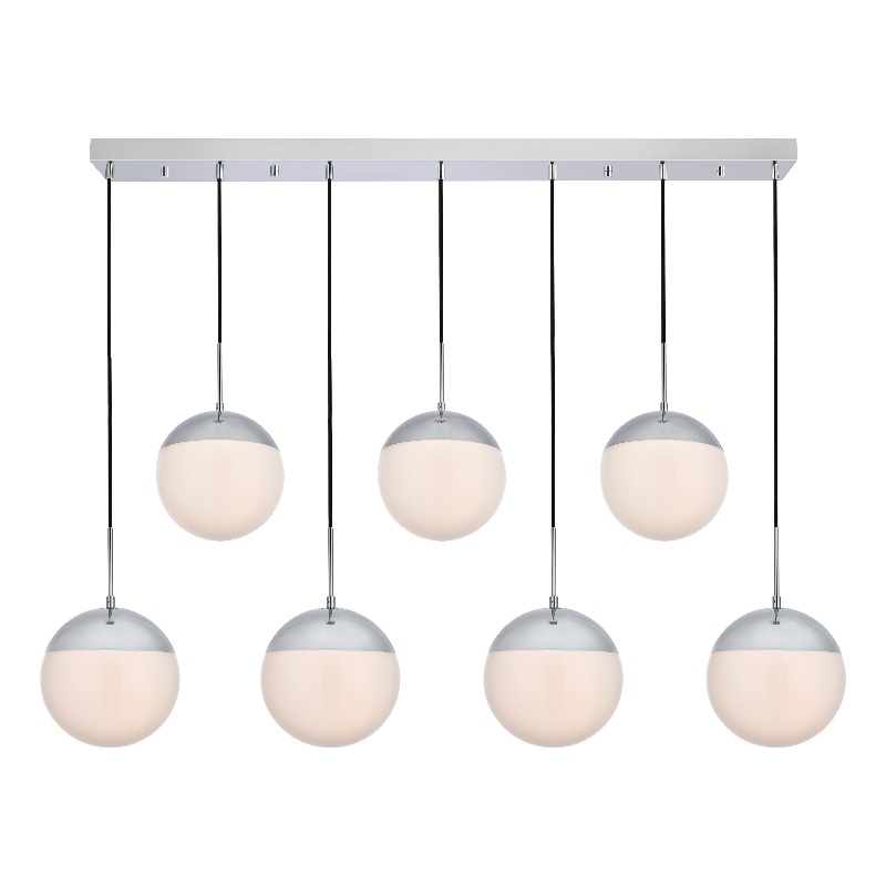 Living District Eclipse 7 Lights Chrome Pendant With Frosted White Glass