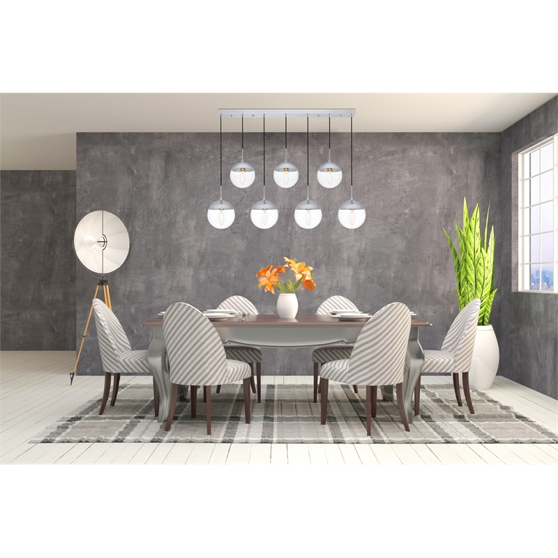 Living District Eclipse 7 Lights Chrome Pendant With Clear Glass