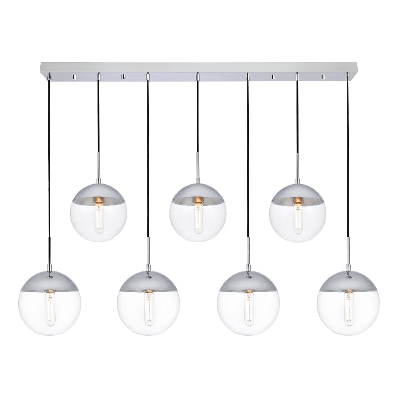 Living District Eclipse 7 Lights Chrome Pendant With Clear Glass