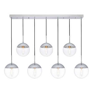 Living District Eclipse 7 Lights Chrome Pendant With Clear Glass