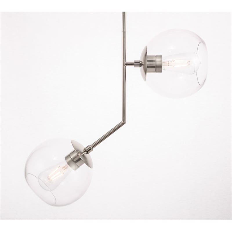 Living District Ryland 2 Light Chrome and Clear Glass Pendant