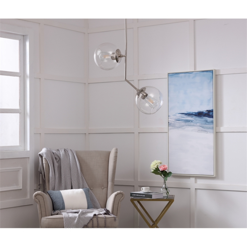 Living District Ryland 2 Light Chrome and Clear Glass Pendant