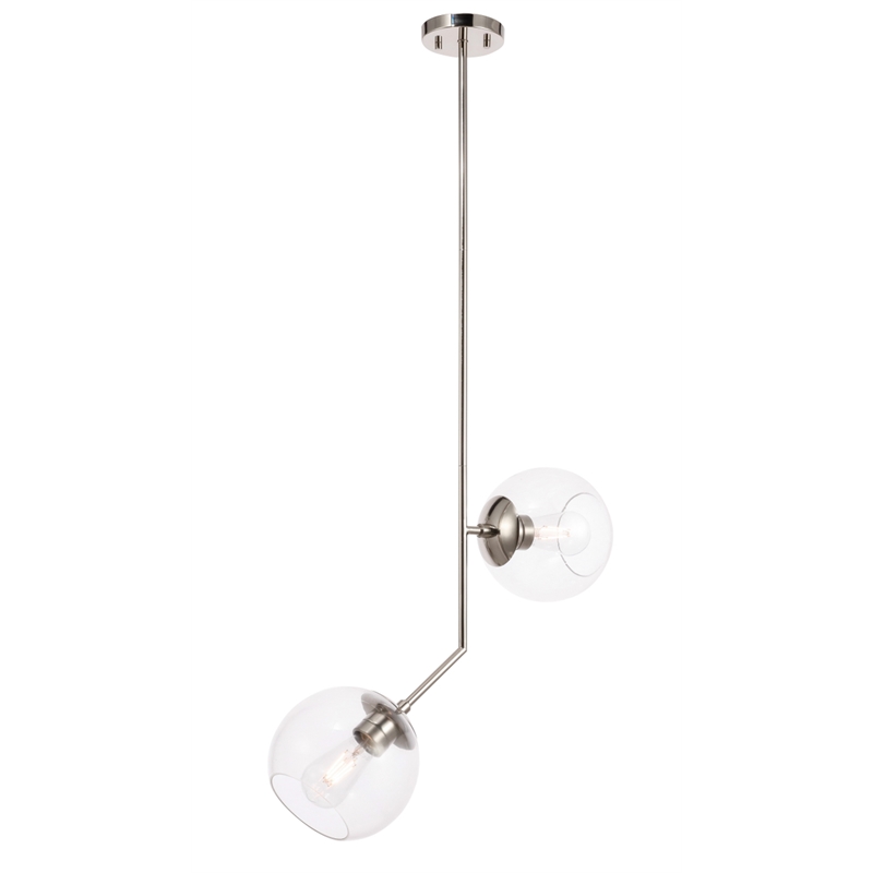Living District Ryland 2 Light Chrome and Clear Glass Pendant