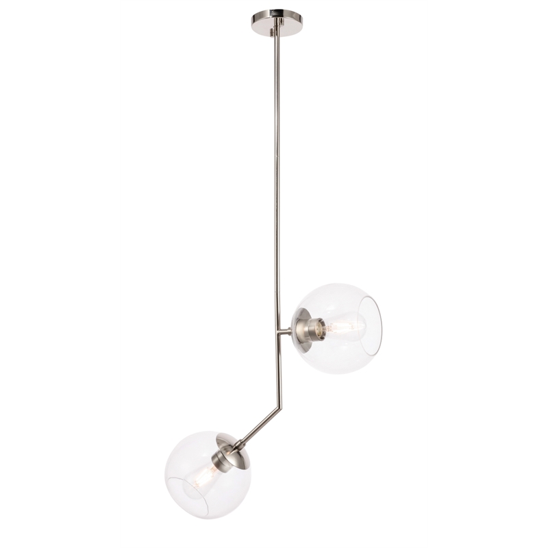 Living District Ryland 2 Light Chrome and Clear Glass Pendant