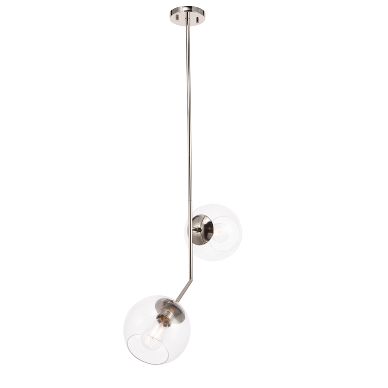 Living District Ryland 2 Light Chrome and Clear Glass Pendant