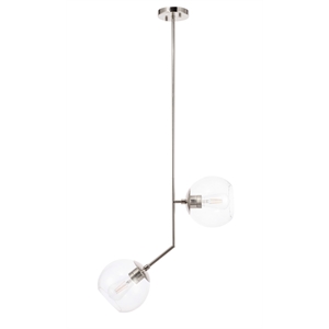 Living District Ryland 2 Light Chrome and Clear Glass Pendant