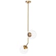 Living District Ryland 2 Light Brass and Clear Glass Pendant