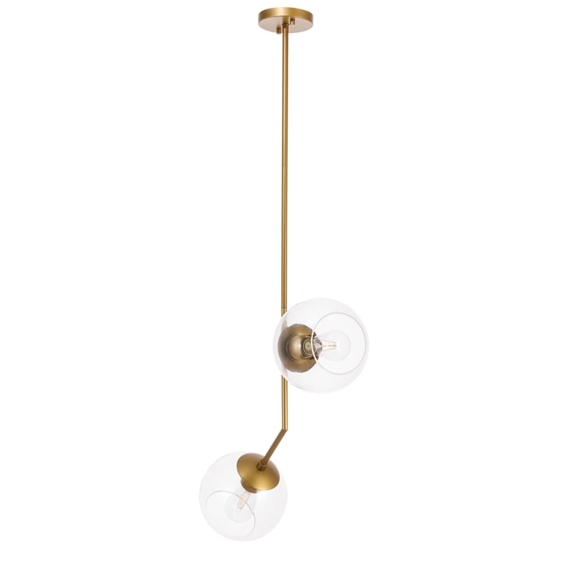 Living District Ryland 2 Light Brass and Clear Glass Pendant