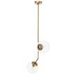 Living District Ryland 2 Light Brass and Clear Glass Pendant