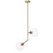 Living District Ryland 2 Light Brass and Clear Glass Pendant