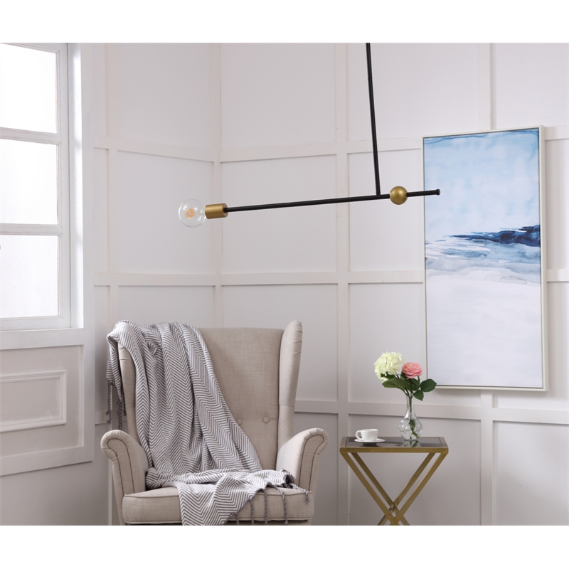 Living District Brees 1 Light Black and Brass Pendant