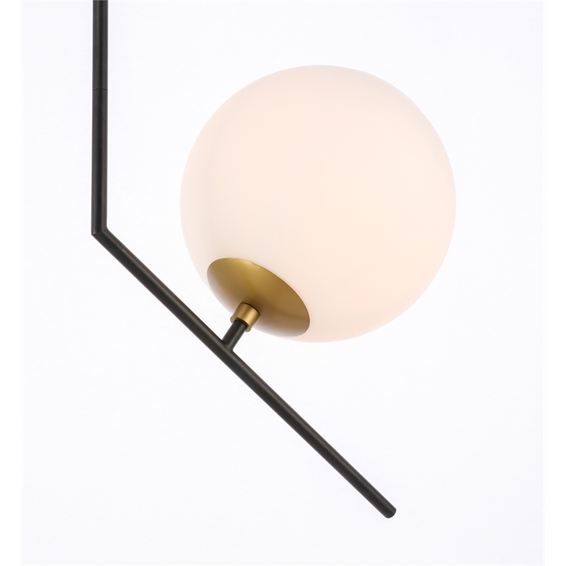 Living District Ryland 1 Light Black and Brass and Frosted White Glass Pendant