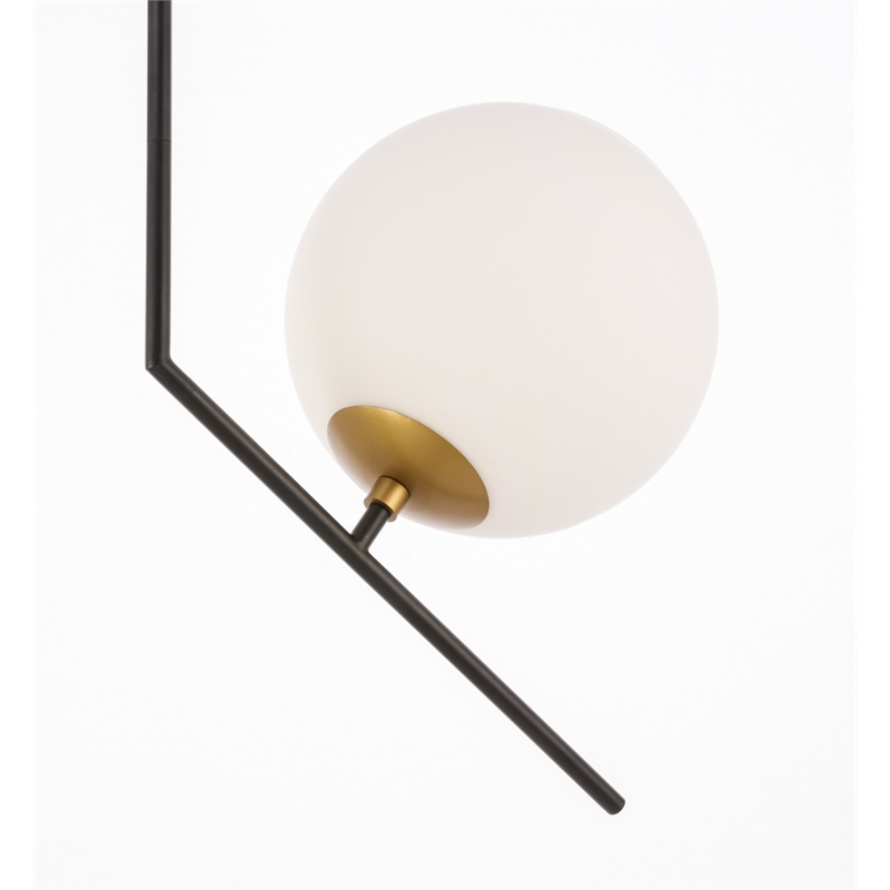 Living District Ryland 1 Light Black and Brass and Frosted White Glass Pendant