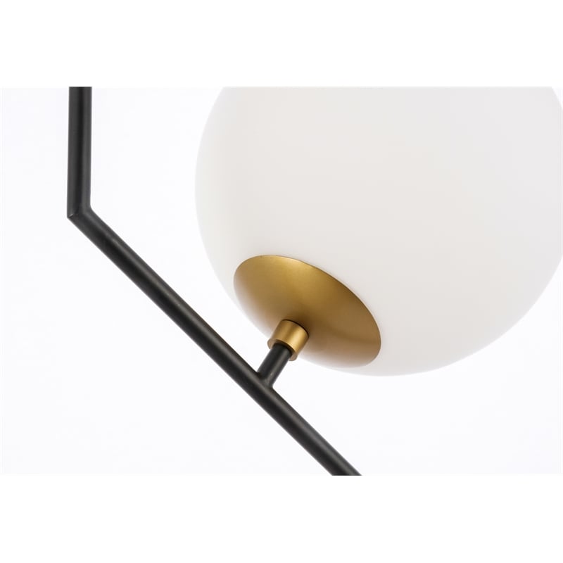 Living District Ryland 1 Light Black and Brass and Frosted White Glass Pendant