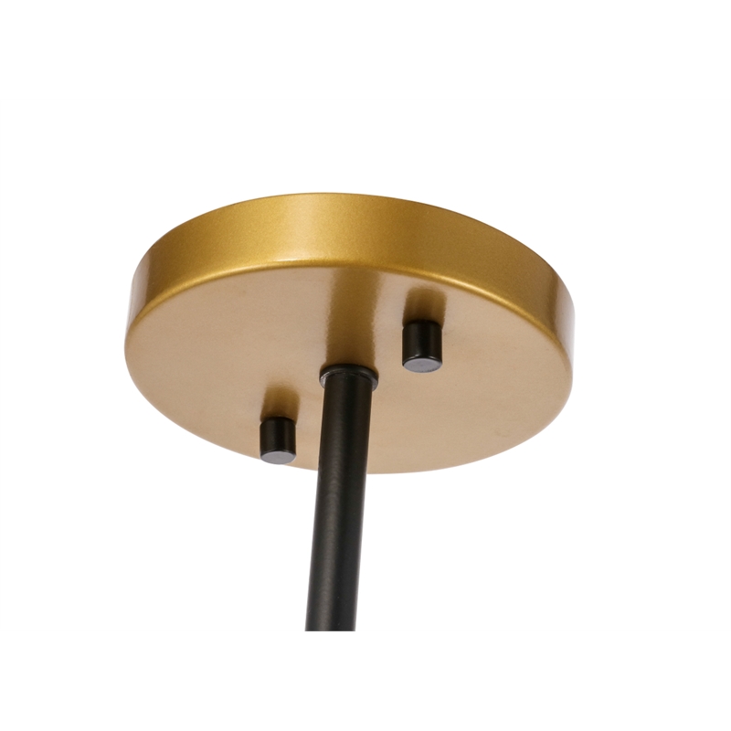 Living District Ryland 1 Light Black and Brass and Frosted White Glass Pendant