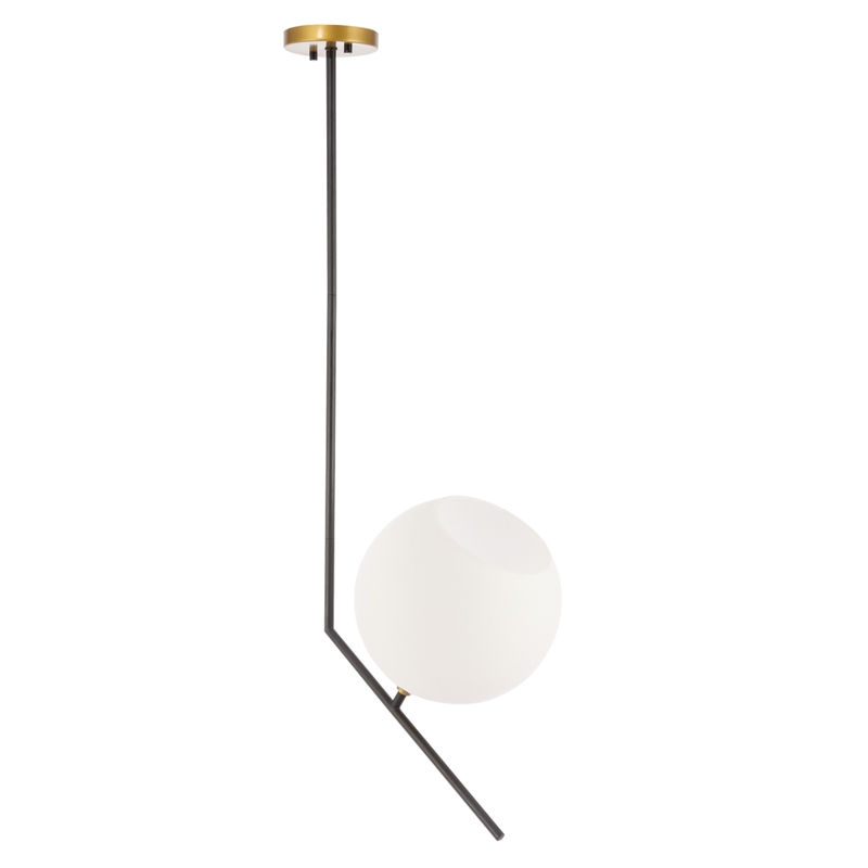 Living District Ryland 1 Light Black and Brass and Frosted White Glass Pendant