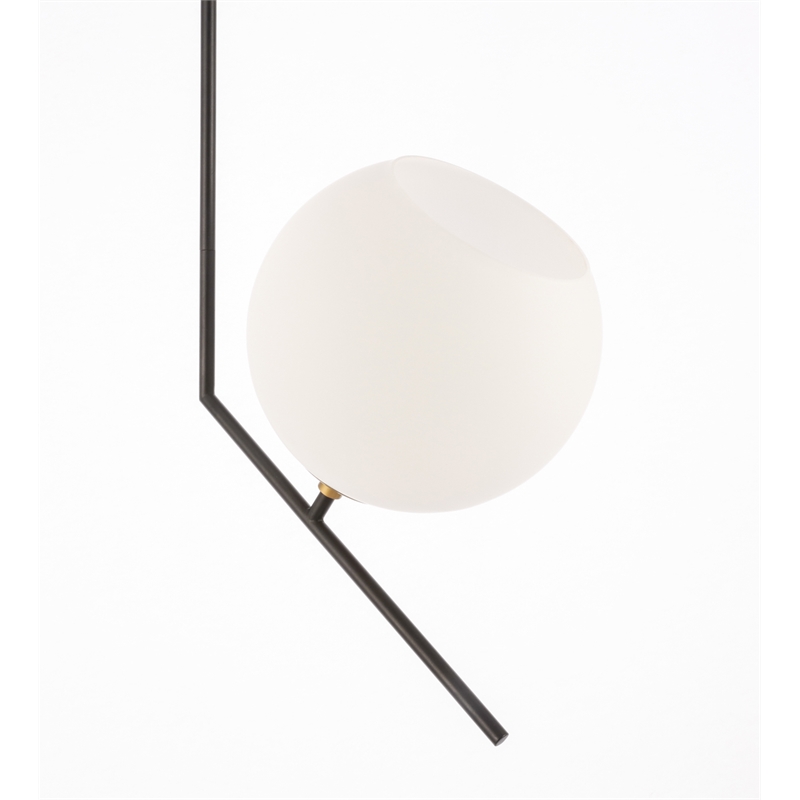 Living District Ryland 1 Light Black and Brass and Frosted White Glass Pendant