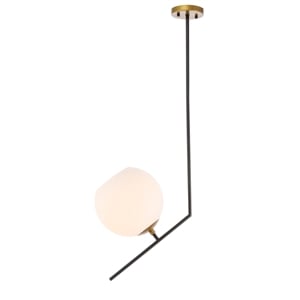 Living District Ryland 1 Light Black and Brass and Frosted White Glass Pendant