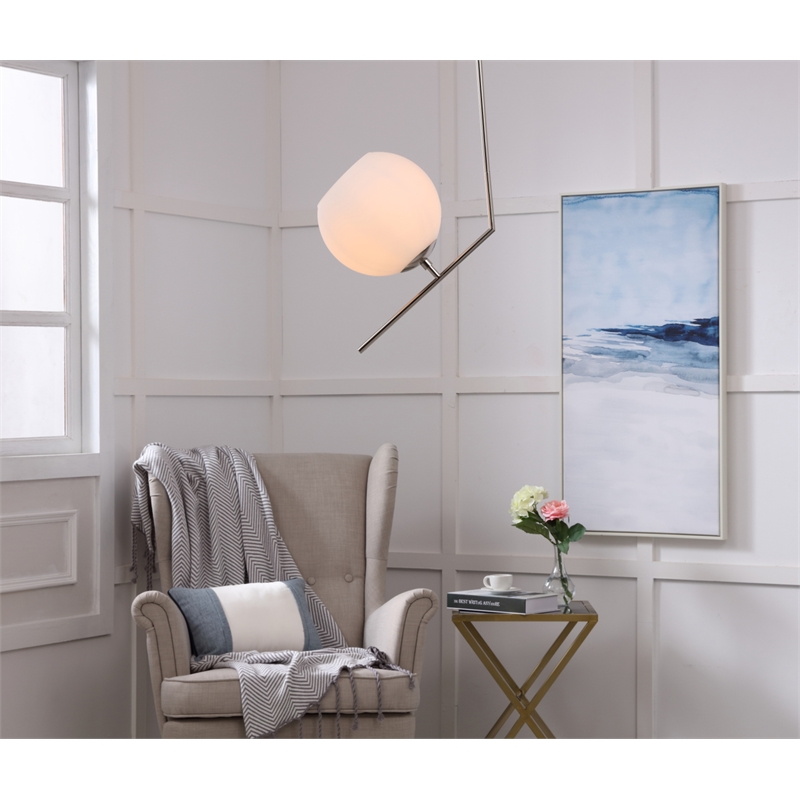 Living District Ryland 1 Light Chrome and Frosted White Glass Pendant