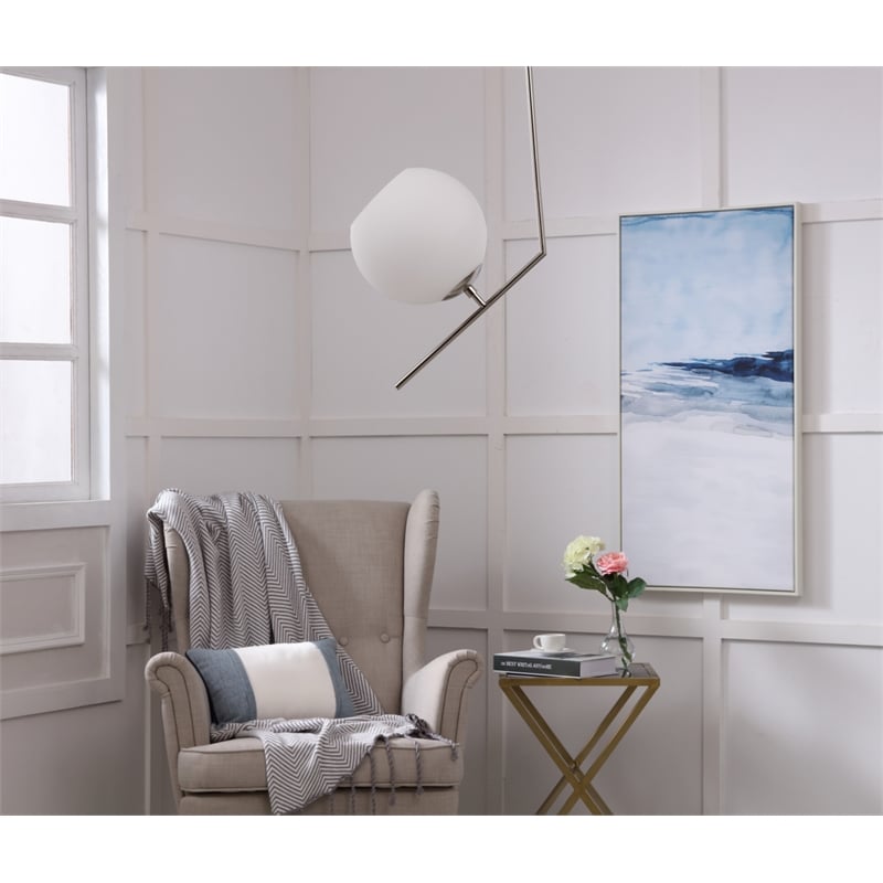 Living District Ryland 1 Light Chrome and Frosted White Glass Pendant