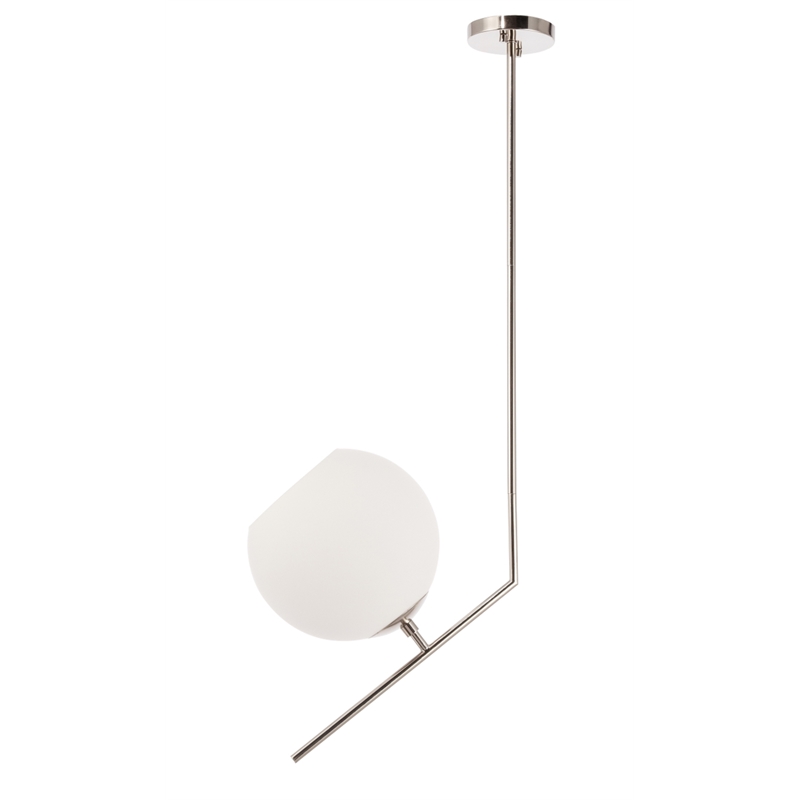 Living District Ryland 1 Light Chrome and Frosted White Glass Pendant
