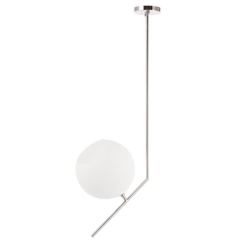 Living District Ryland 1 Light Chrome and Frosted White Glass Pendant