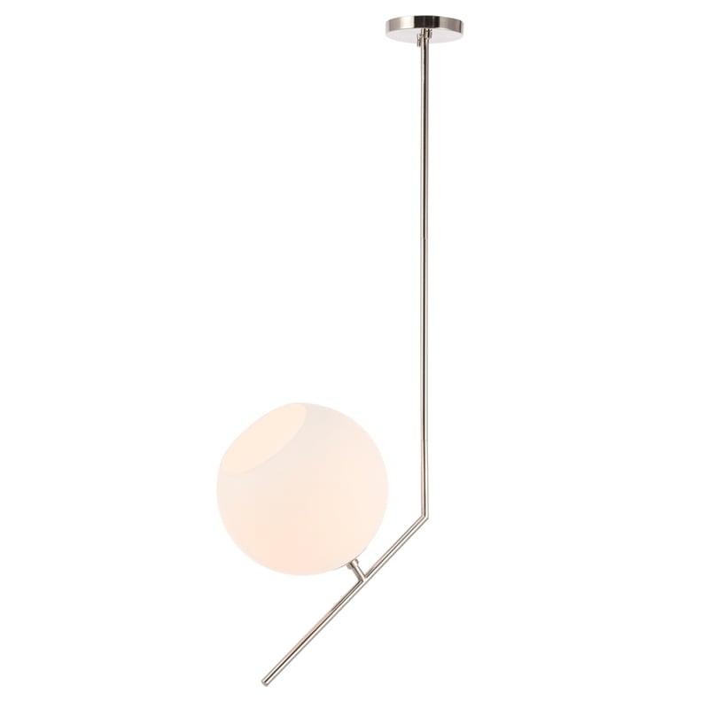Living District Ryland 1 Light Chrome and Frosted White Glass Pendant