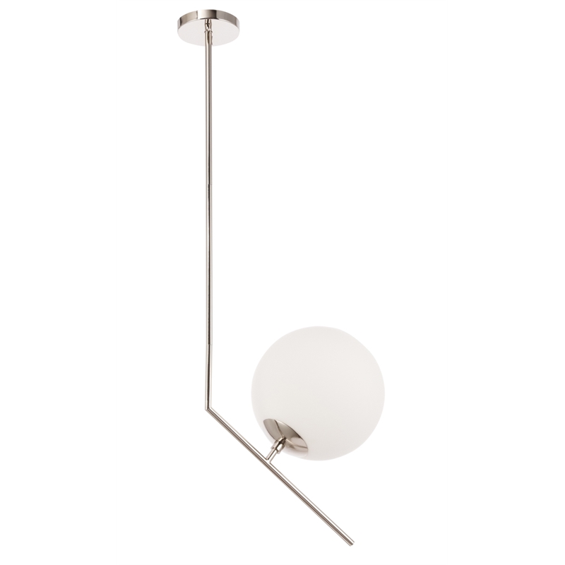 Living District Ryland 1 Light Chrome and Frosted White Glass Pendant