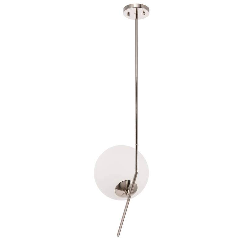 Living District Ryland 1 Light Chrome and Frosted White Glass Pendant