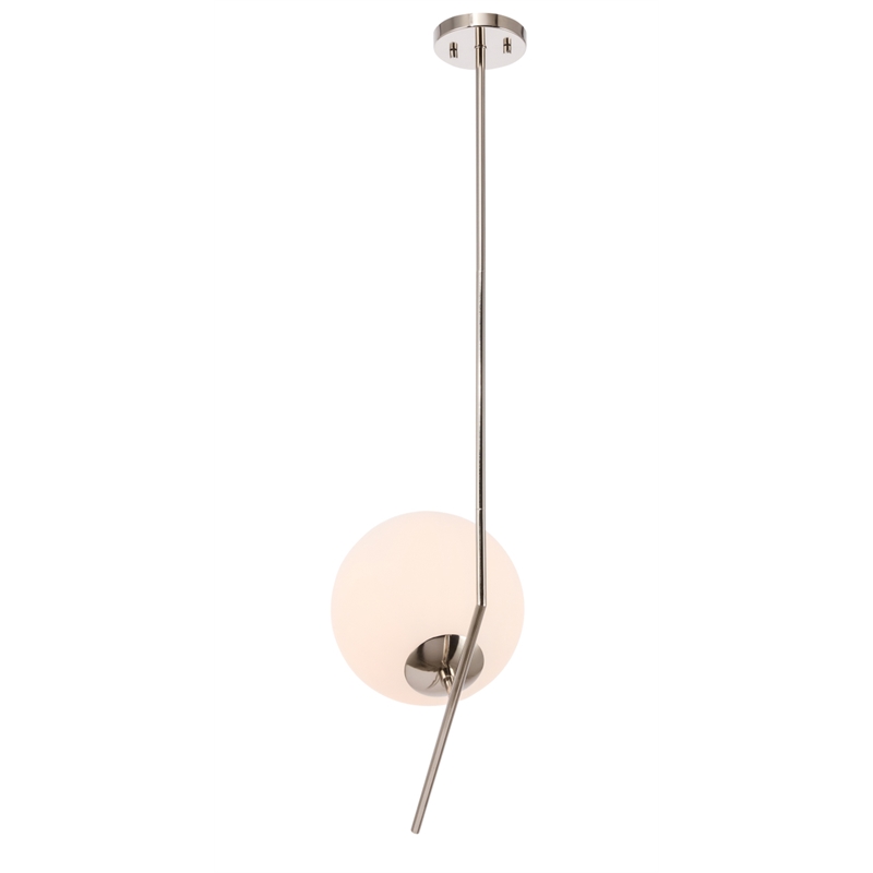 Living District Ryland 1 Light Chrome and Frosted White Glass Pendant