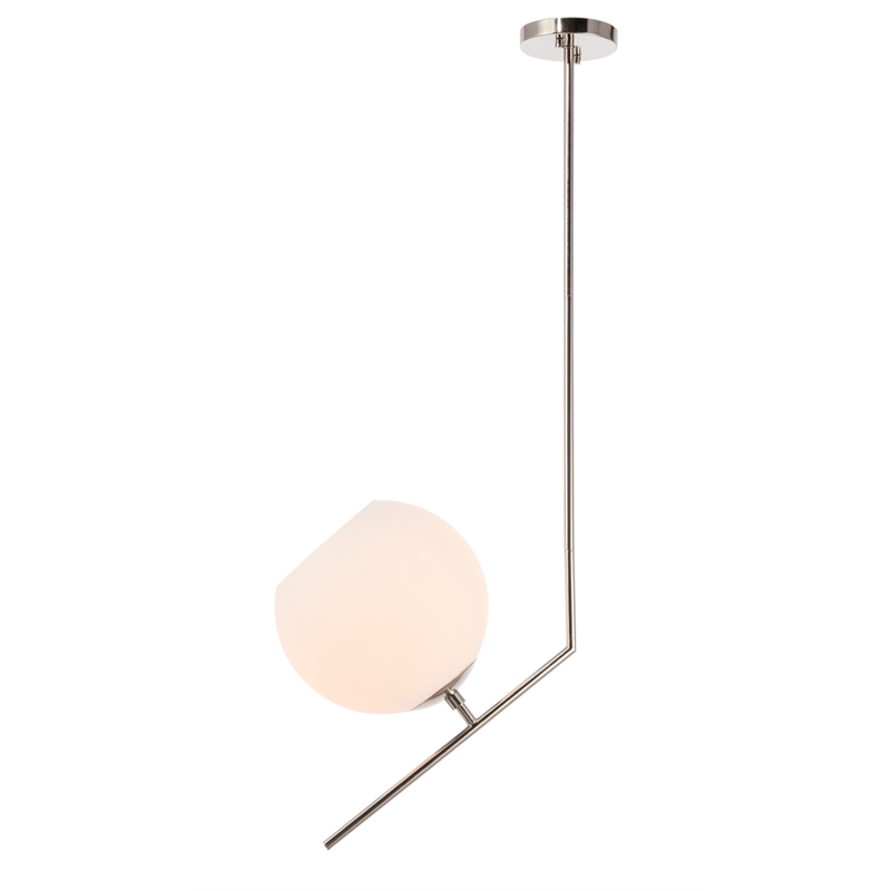 Living District Ryland 1 Light Chrome and Frosted White Glass Pendant
