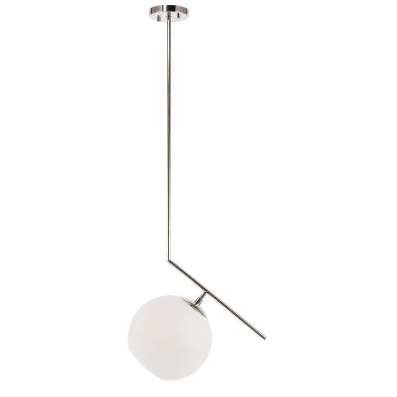 Living District Ryland 1 Light Chrome and Frosted White Glass Pendant