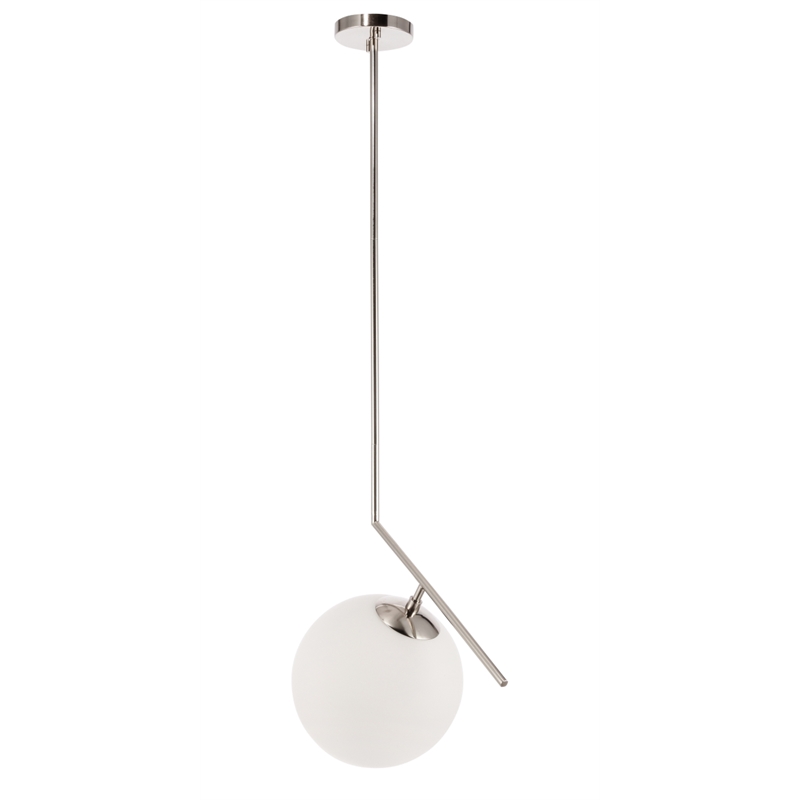 Living District Ryland 1 Light Chrome and Frosted White Glass Pendant