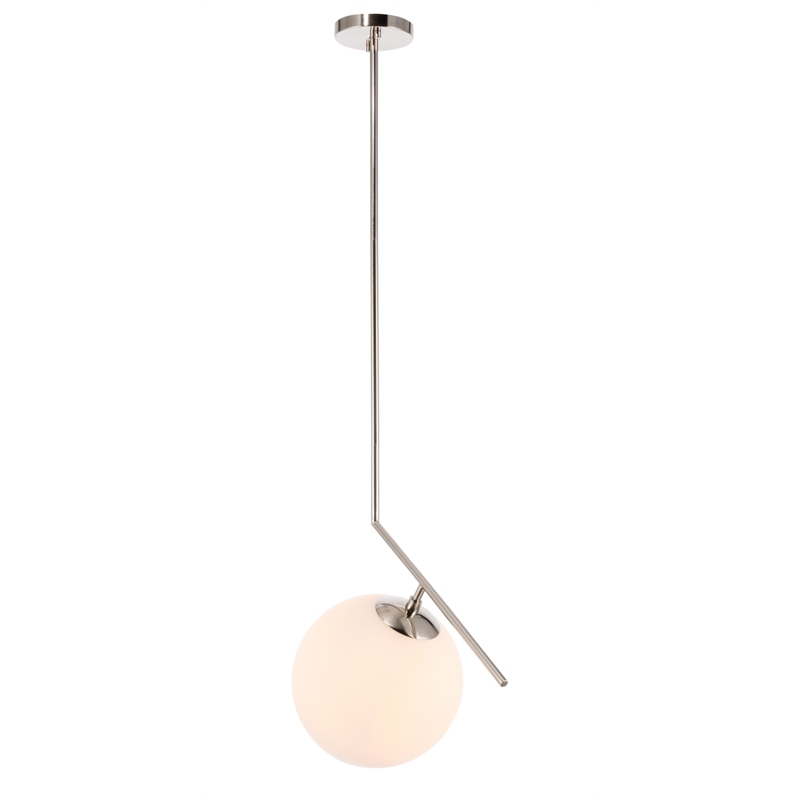 Living District Ryland 1 Light Chrome and Frosted White Glass Pendant