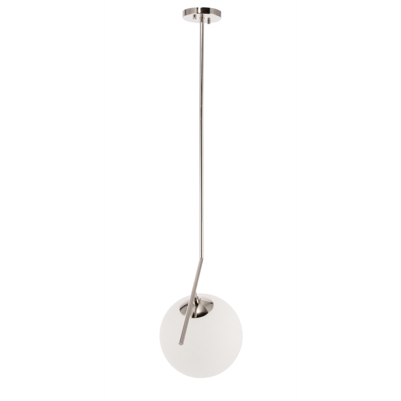 Living District Ryland 1 Light Chrome and Frosted White Glass Pendant