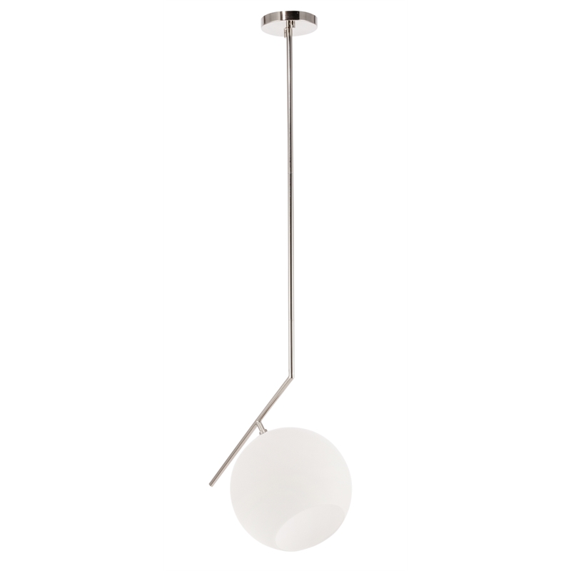 Living District Ryland 1 Light Chrome and Frosted White Glass Pendant