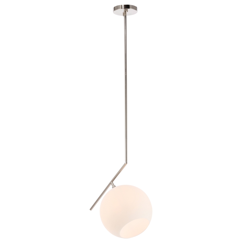 Living District Ryland 1 Light Chrome and Frosted White Glass Pendant