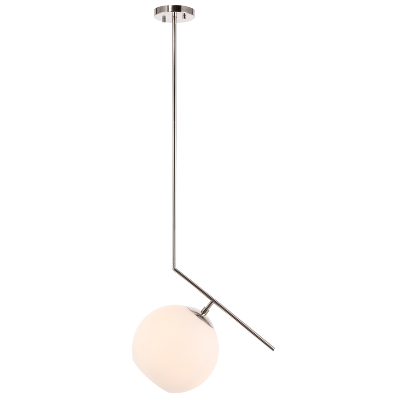 Living District Ryland 1 Light Chrome and Frosted White Glass Pendant