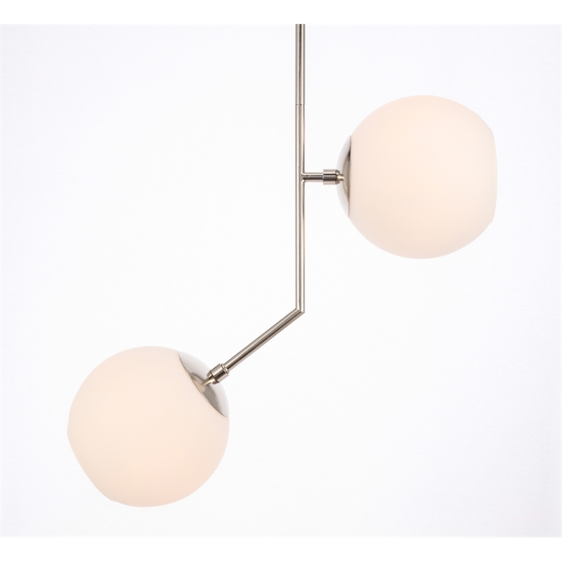 Living District Ryland 2 Light Chrome and Frosted White Glass Pendant