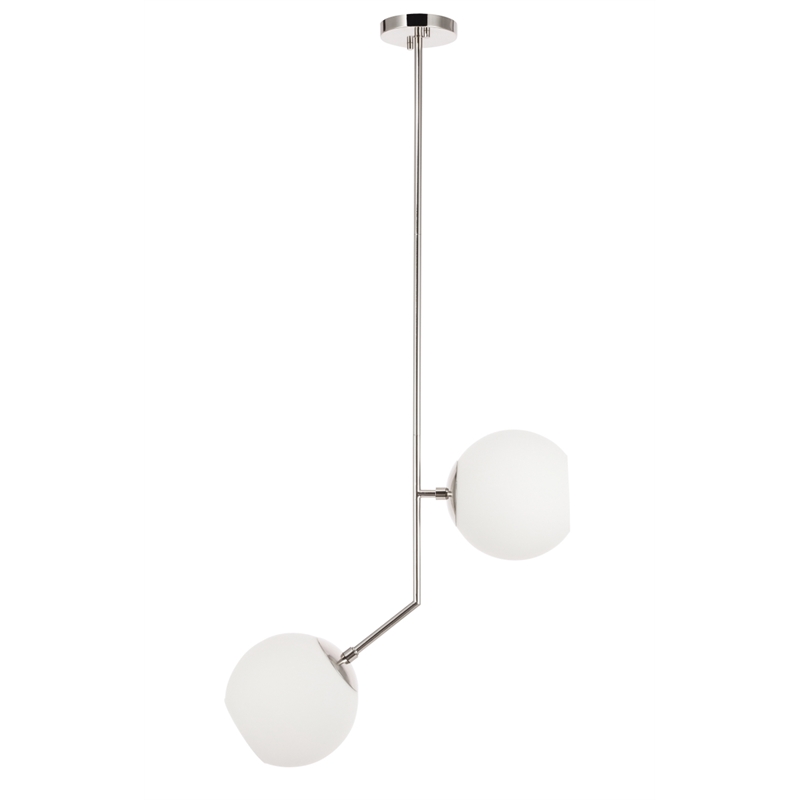 Living District Ryland 2 Light Chrome and Frosted White Glass Pendant