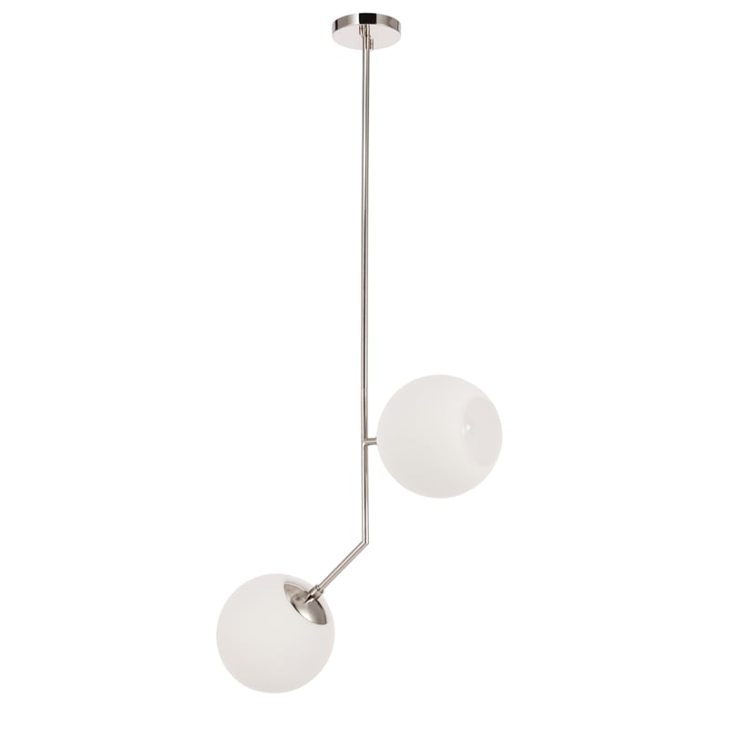 Living District Ryland 2 Light Chrome and Frosted White Glass Pendant