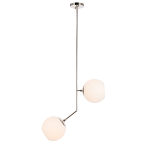 Living District Ryland 2 Light Chrome and Frosted White Glass Pendant