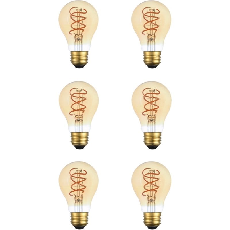 Elitco Lighting Raedyn 6W LED Decorative Helix Light Bulb in Amber (Set of 6)
